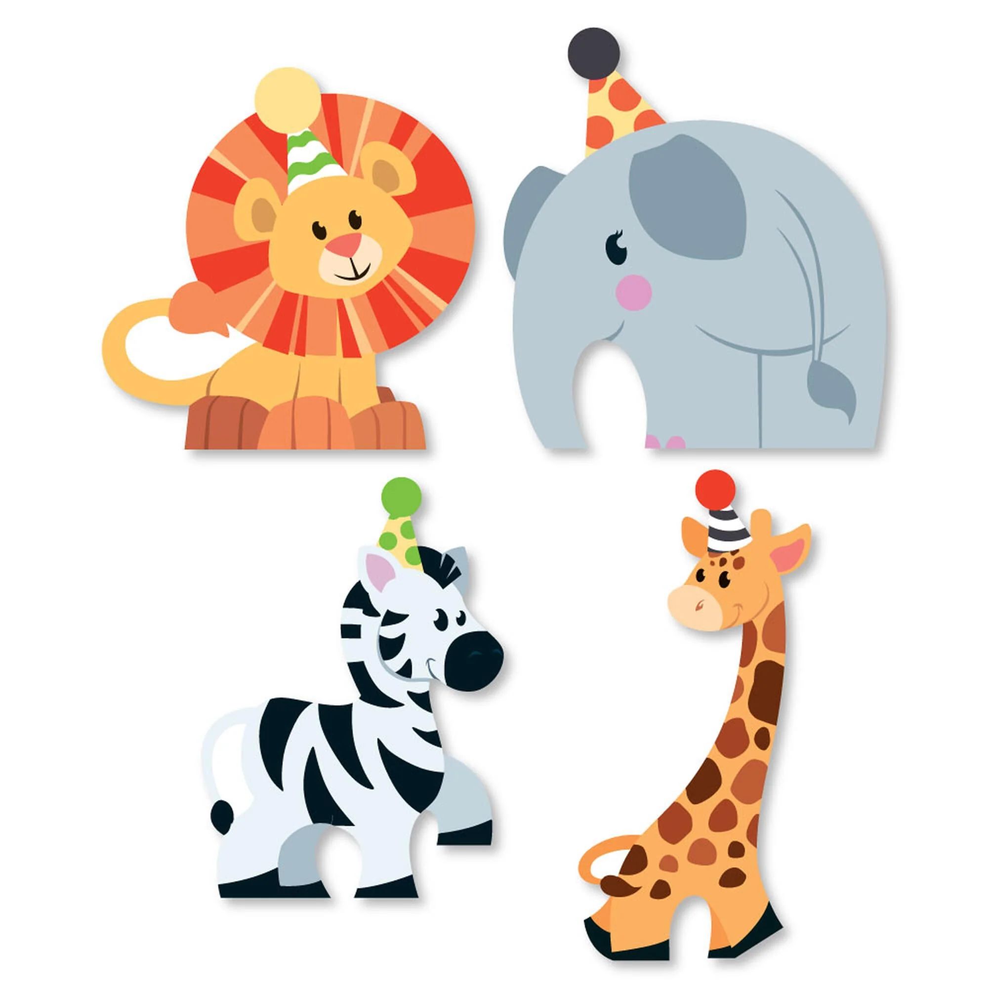 Jungle Party Animals - DIY Shaped Safari Zoo Animal Birthday Party or Baby Shower Cut-Outs - 24 c... | Big Dot of Happiness