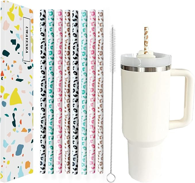40oz Replacement Straws 8 Pack | 40oz Tumbler Leopard Straws, Cheetah Straws, Iced Coffee Straws,... | Amazon (US)