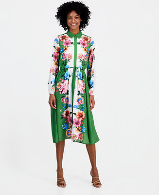 Women's Drawstring-Waist Midi Shirtdress | Macy's