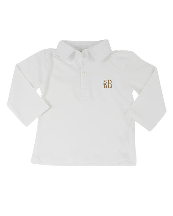 Plain White Polo Shirt with Long Sleeves | Smockingbird Kids