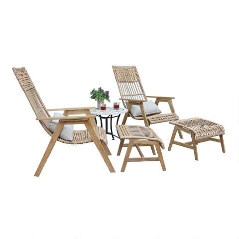 Teak Wood and All Weather Wicker Aneesa 5 Piece Outdoor Set | World Market