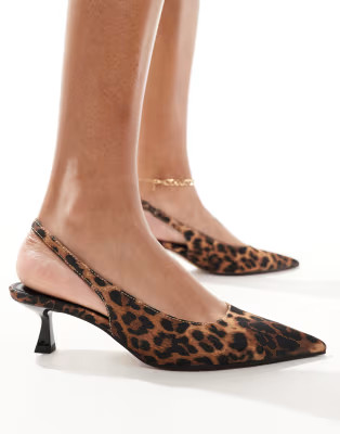 ASOS DESIGN - Stroll - Slingback-schoenen met kittenhak in luipaardprint | ASOS (Global)