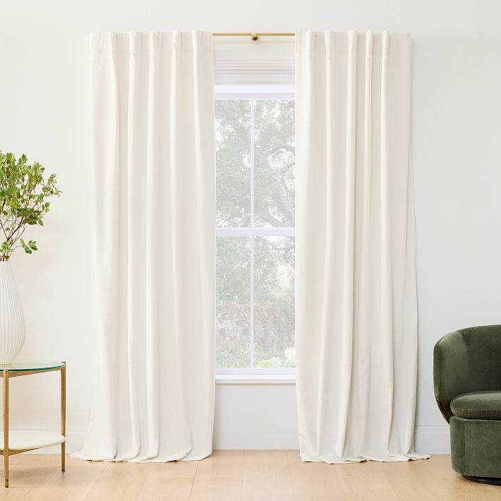 Cotton Velvet Curtain - Alabaster | West Elm (US)