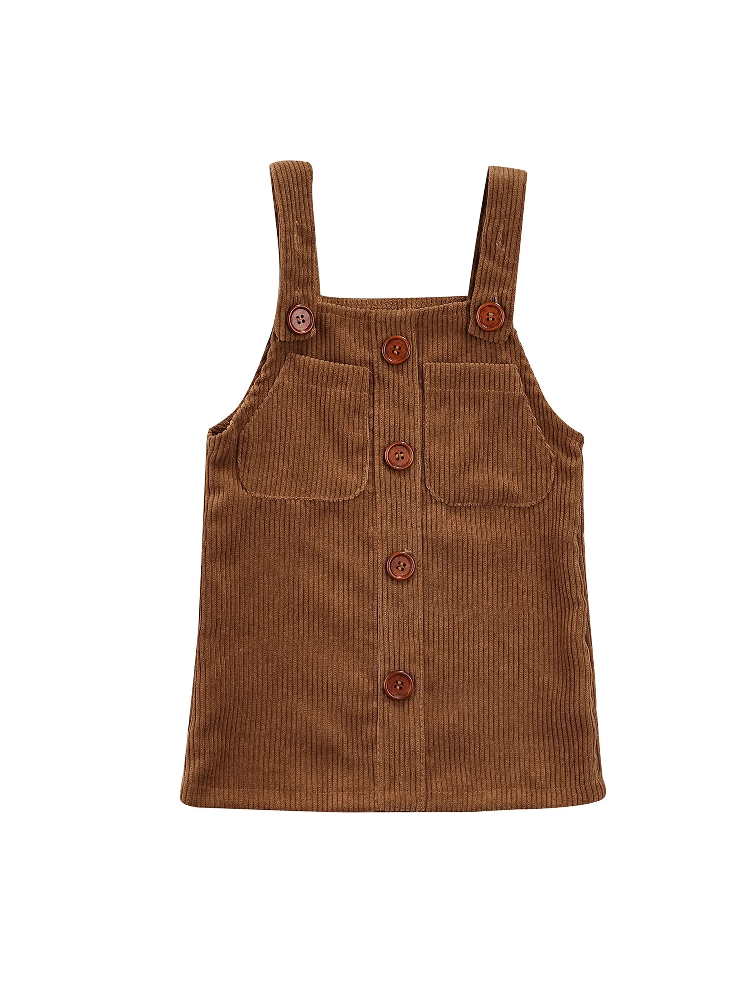 Canrulo Toddler Baby Girl Corduroy Suspender Dress Ribbed Sleeveless Buttons Strap Overall Skirt ... | Walmart (US)