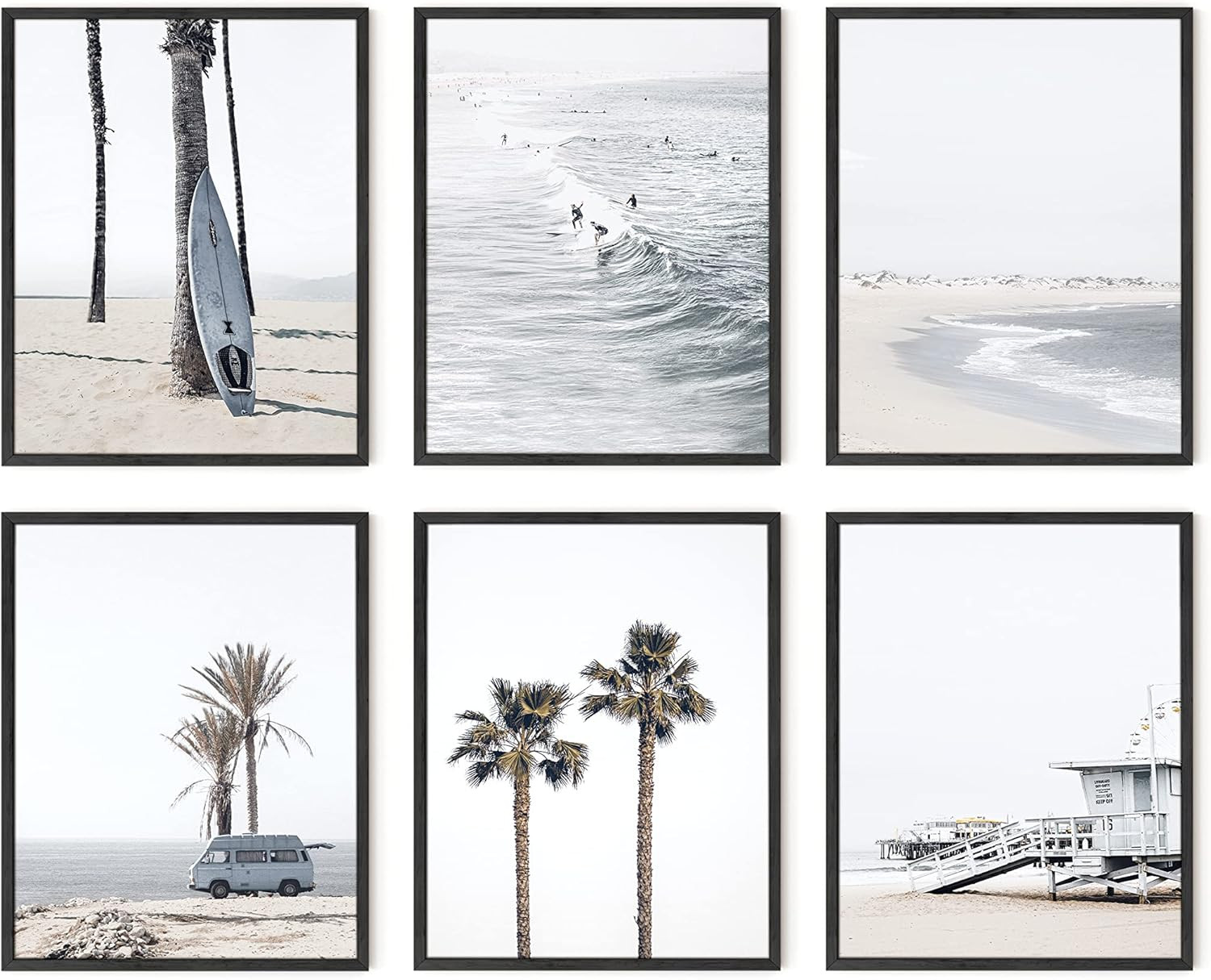 HAUS AND HUES Beach Wall Art – Set of 6 Coastal Beach Prints, Ocean-Themed Posters for Home, Be... | Amazon (US)