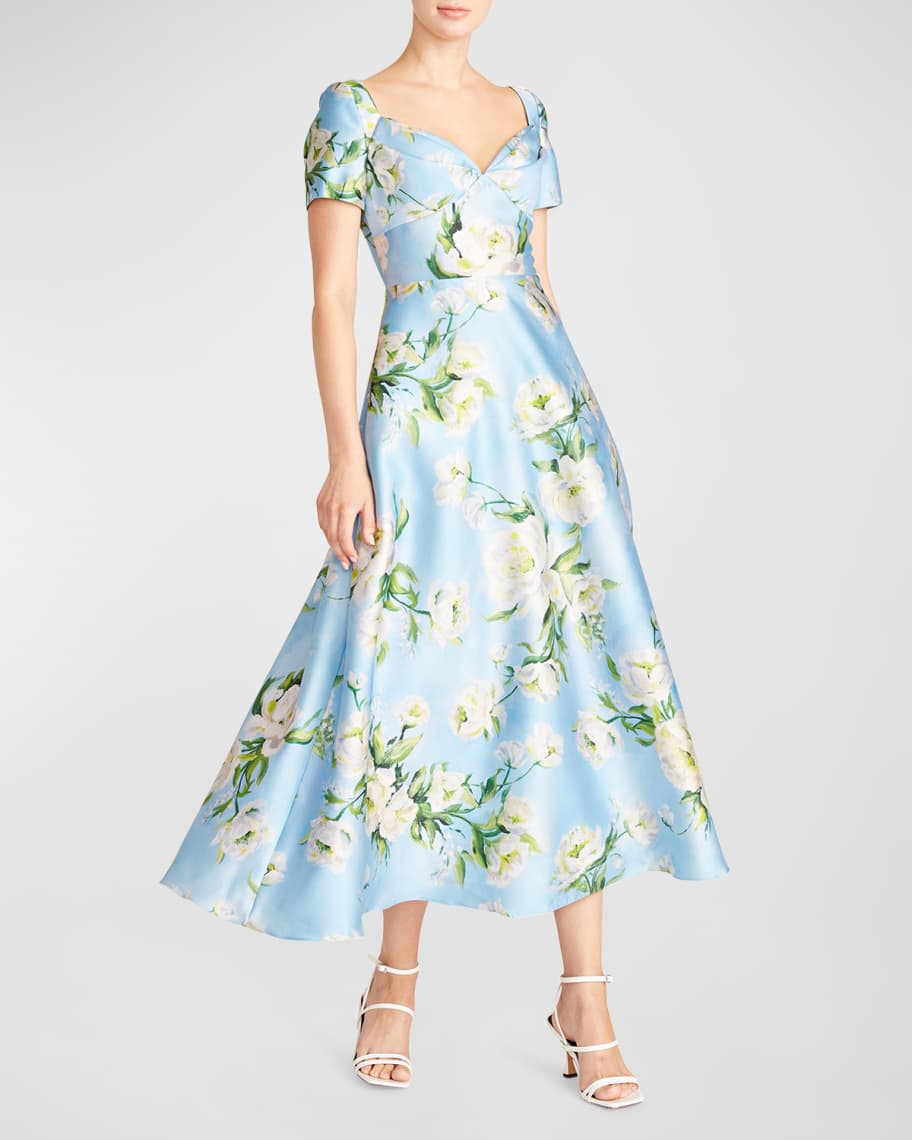Anisa Floral-Print Sweetheart Dress | Neiman Marcus