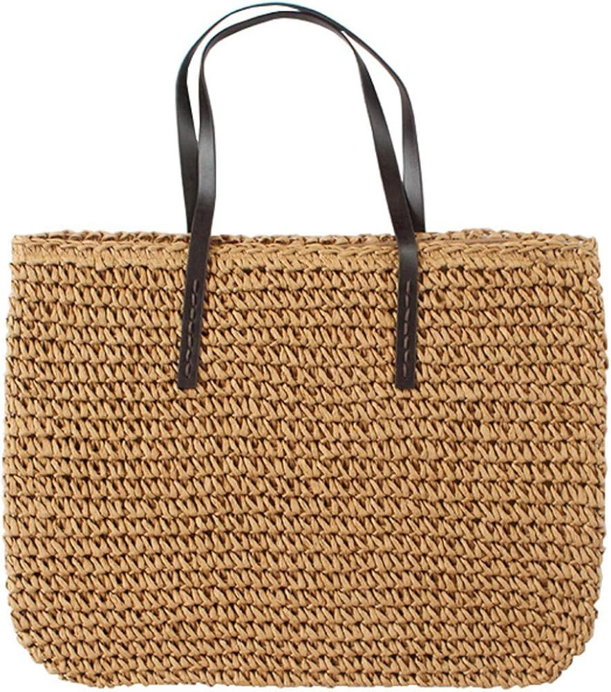 Vgift Women Straw Shoulder Bag Large Summer Beach Woven Tote Handmade | Amazon (US)
