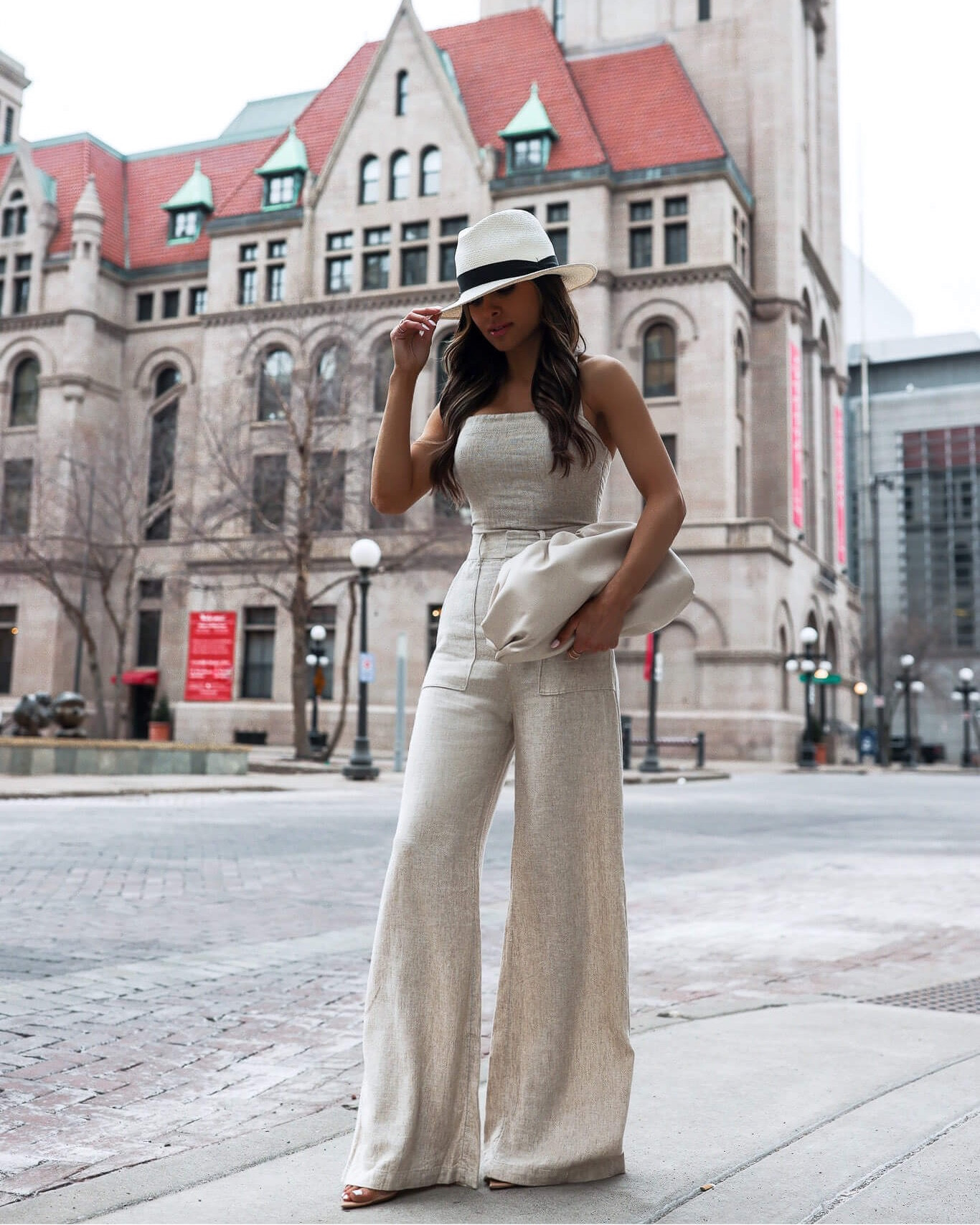 Squareneck Linen-Blend Jumpsuit curated on LTK