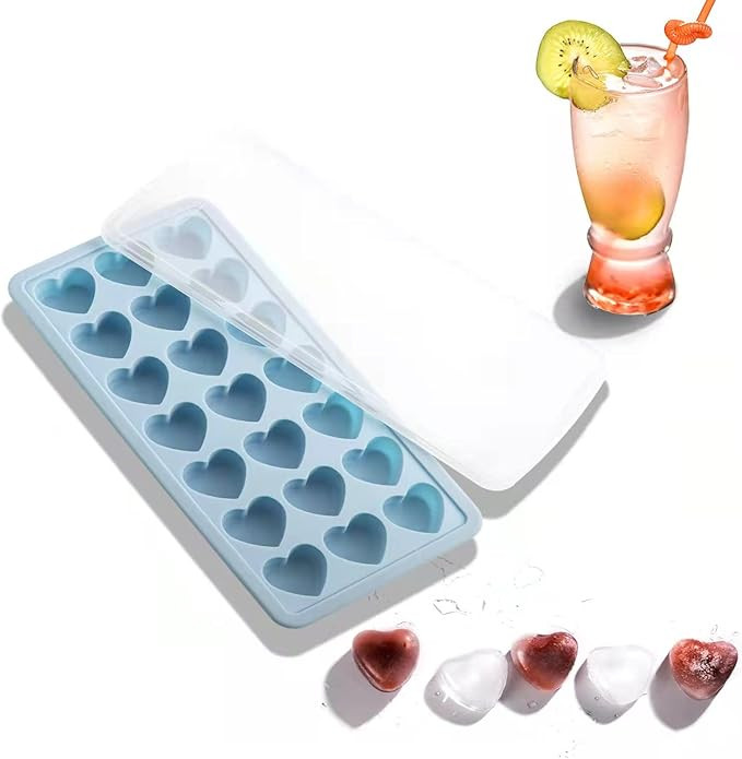 Heart Shape Ice Cube Tray, 21 Holes Silicone Ice Cube Mold with Removable Lid Flexible for Whiske... | Amazon (US)
