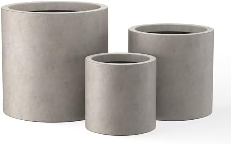 Kante 9.8",12.6",15.7" Dia Round Concrete Planter Set of 3, Modern Style Large Cylindrical Plant ... | Amazon (US)