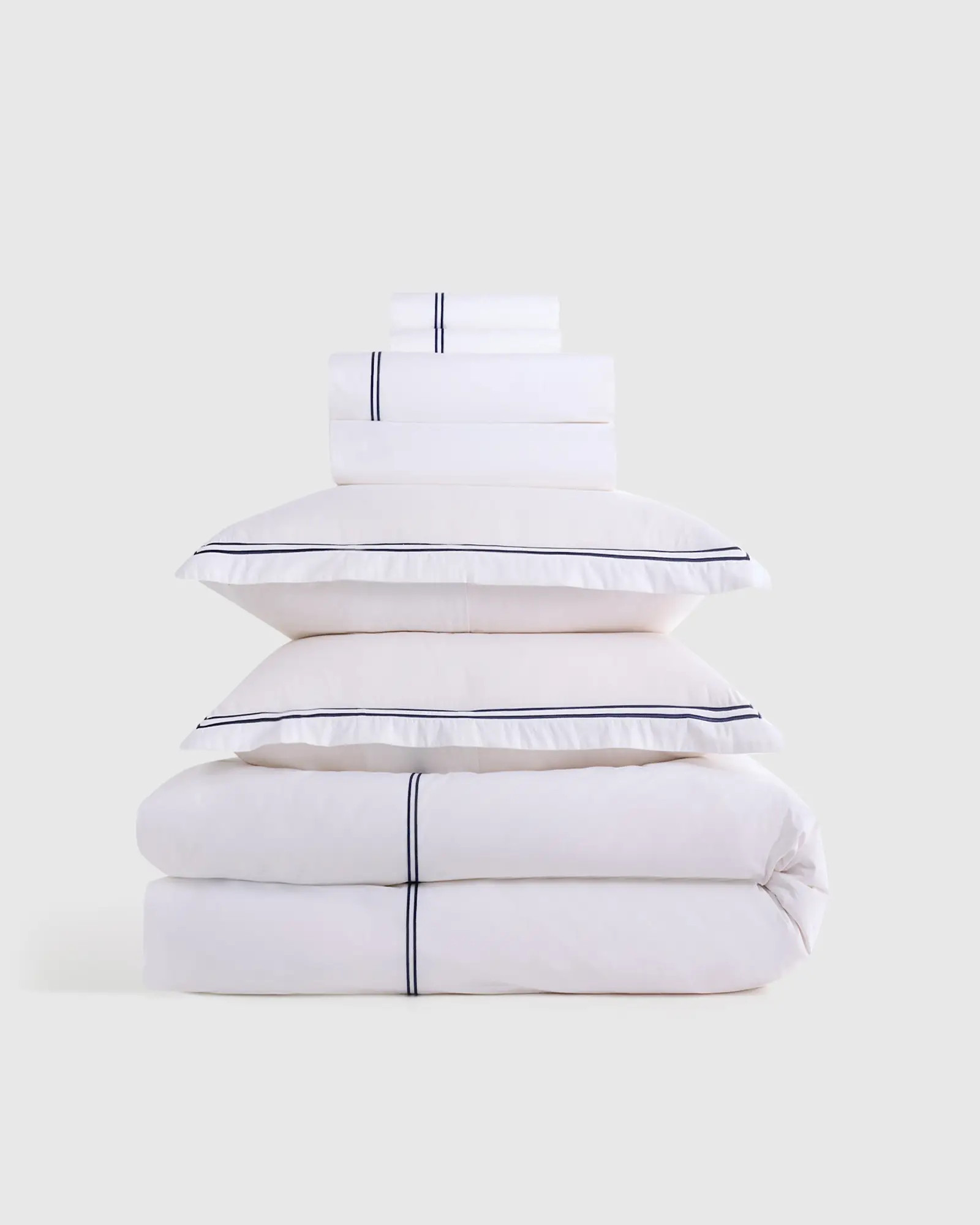 Classic Organic Percale Embellished Deluxe Bedding Bundle | Quince