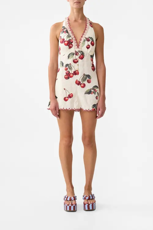 Camilla Button Front Halter Playsuit Notes From The Road at Nordstrom, Size Xx-Small Au | Nordstrom