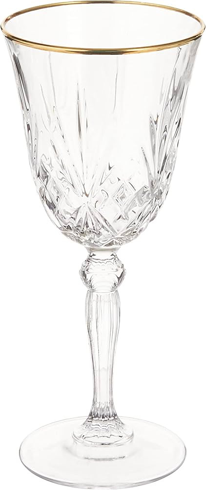 Lorren Home Trends Siena Collection Crystal Red Wine Glass with Gold Band Design, Set of 4, 7.5 f... | Amazon (US)