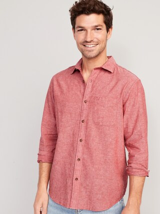 Regular-Fit Everyday Non-Stretch Linen-Blend Shirt for Men | Old Navy (US)