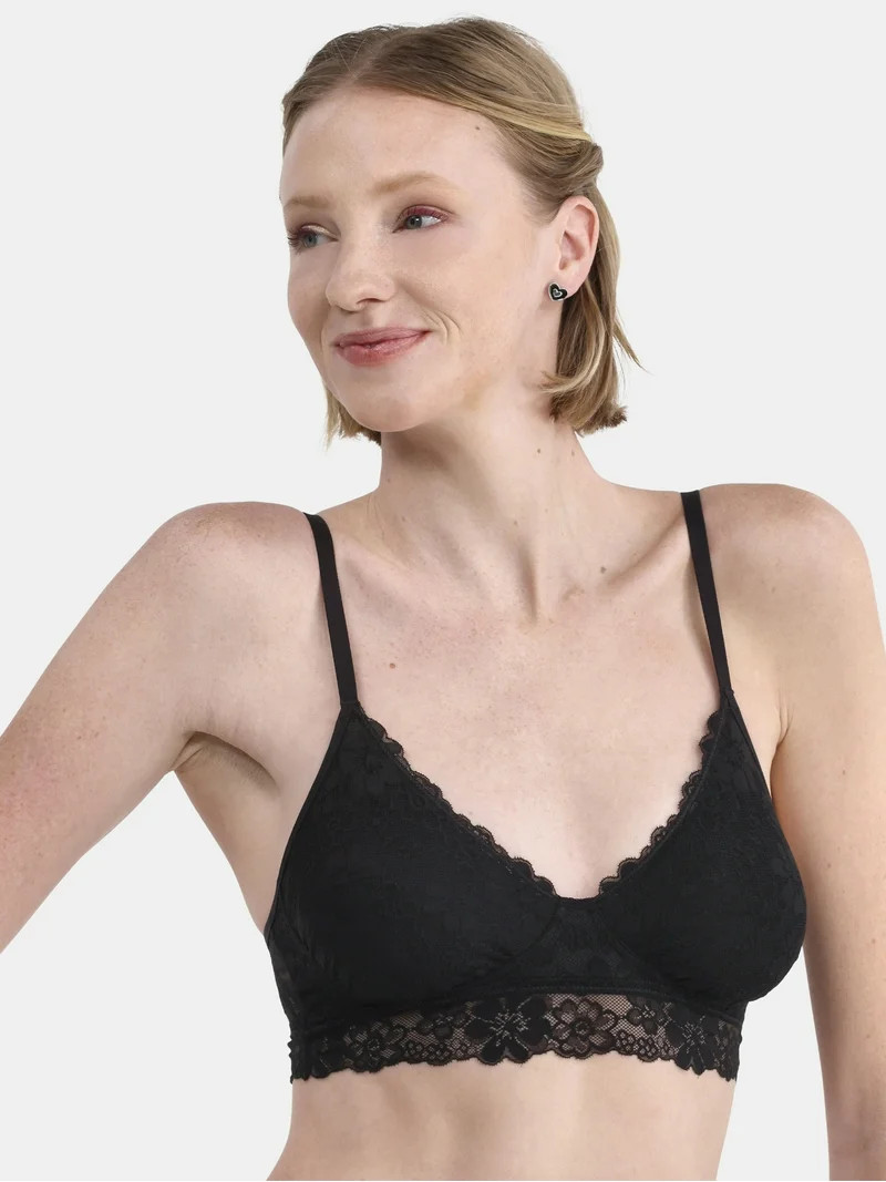 No Boundaries Contour Floral Lace Bralette, Women’s and Women’s Plus | Walmart (US)