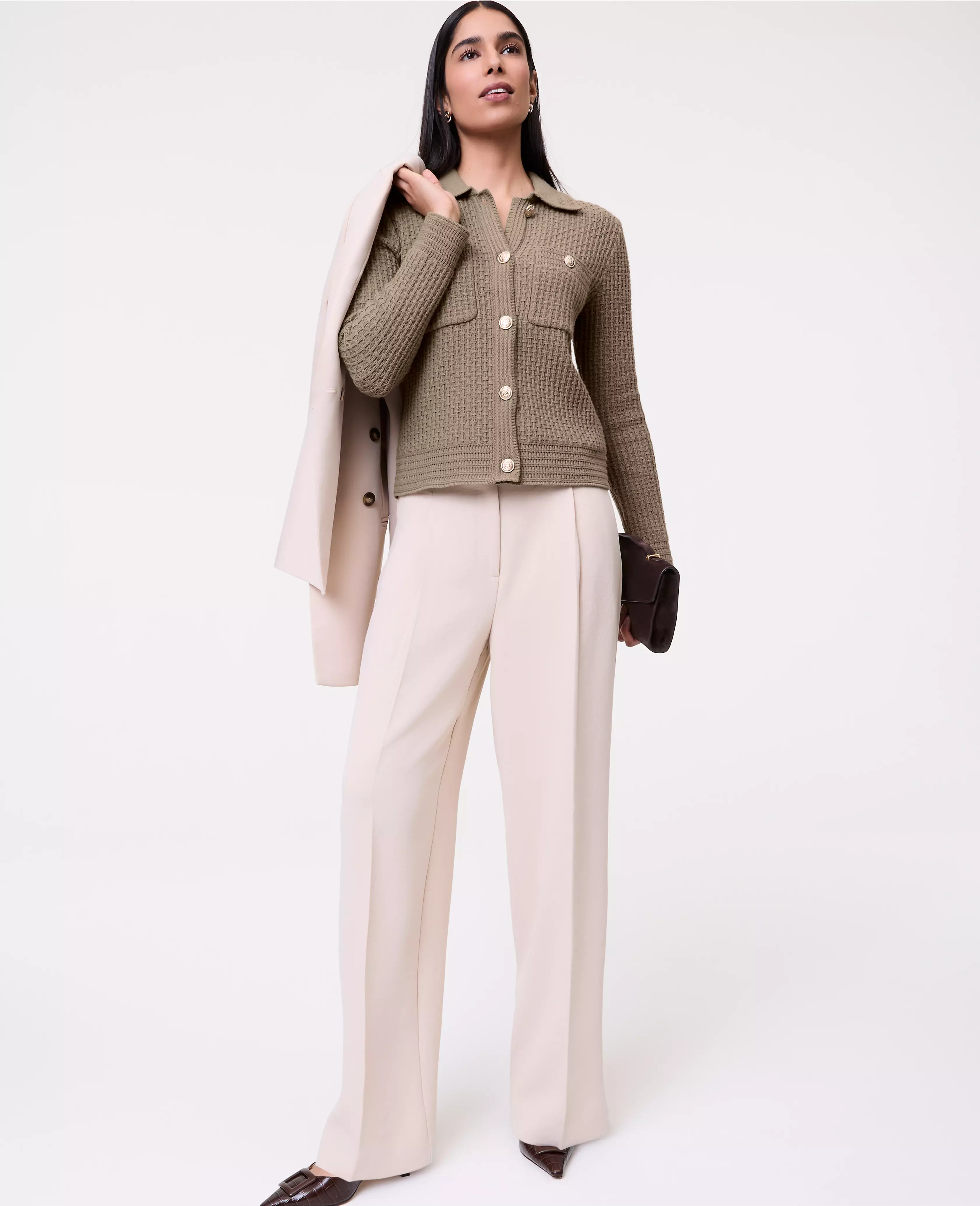 Textured Stitch Sweater Jacket | Ann Taylor