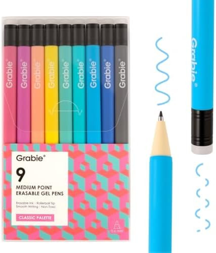 Grabie Erasable Gel Pens, 9 Colors Erasable Pens, Make Mistakes Disappear Colored Pens, Assorted ... | Amazon (US)