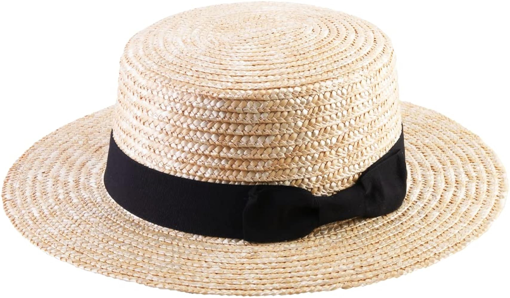 Straw Boater Hat for Men Women Amish Skimmer Hats Costume Accessories Bowknot Braid | Amazon (US)