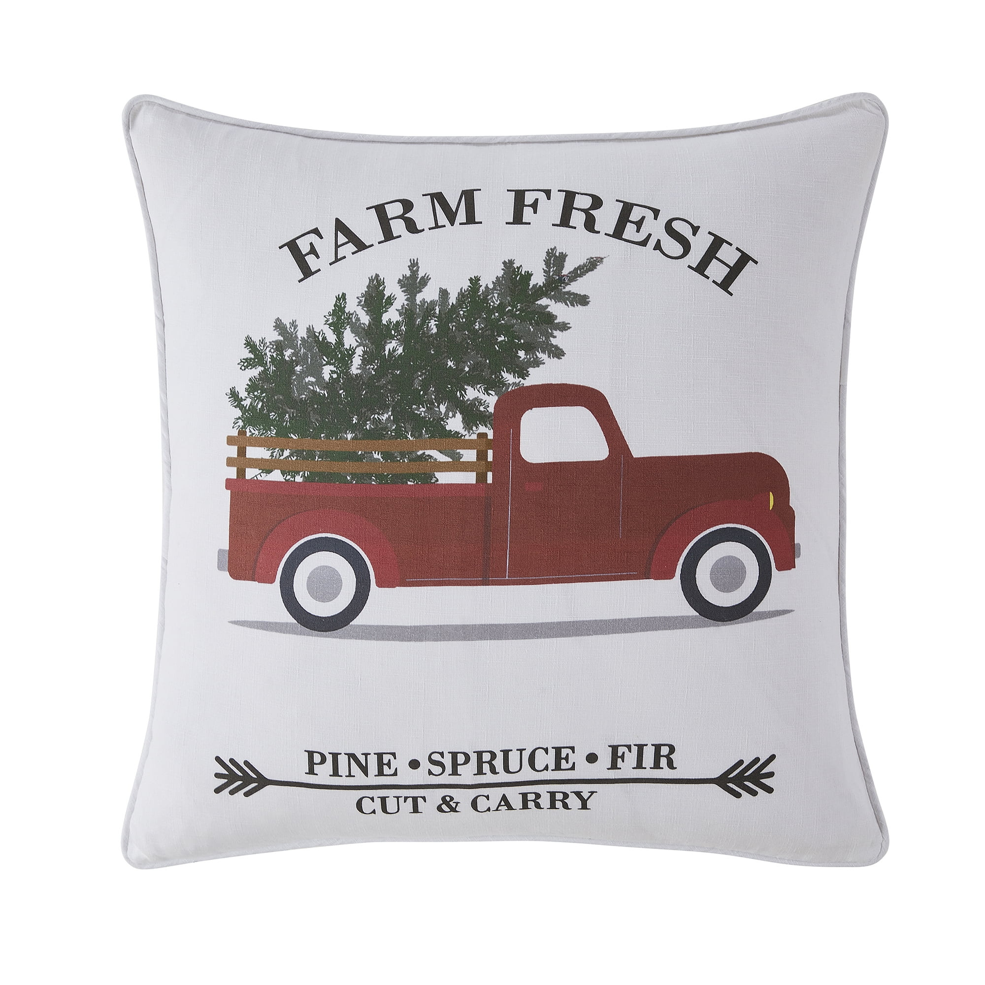 My Texas House Christmas Truck Cotton Decorative Pillow Cover, 20" x 20", Multi | Walmart (US)
