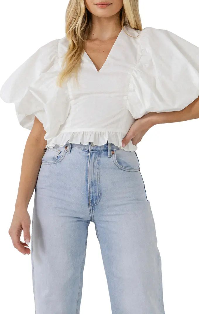 Endless Rose Puff Sleeve Cotton Crop Top | Nordstrom | Nordstrom