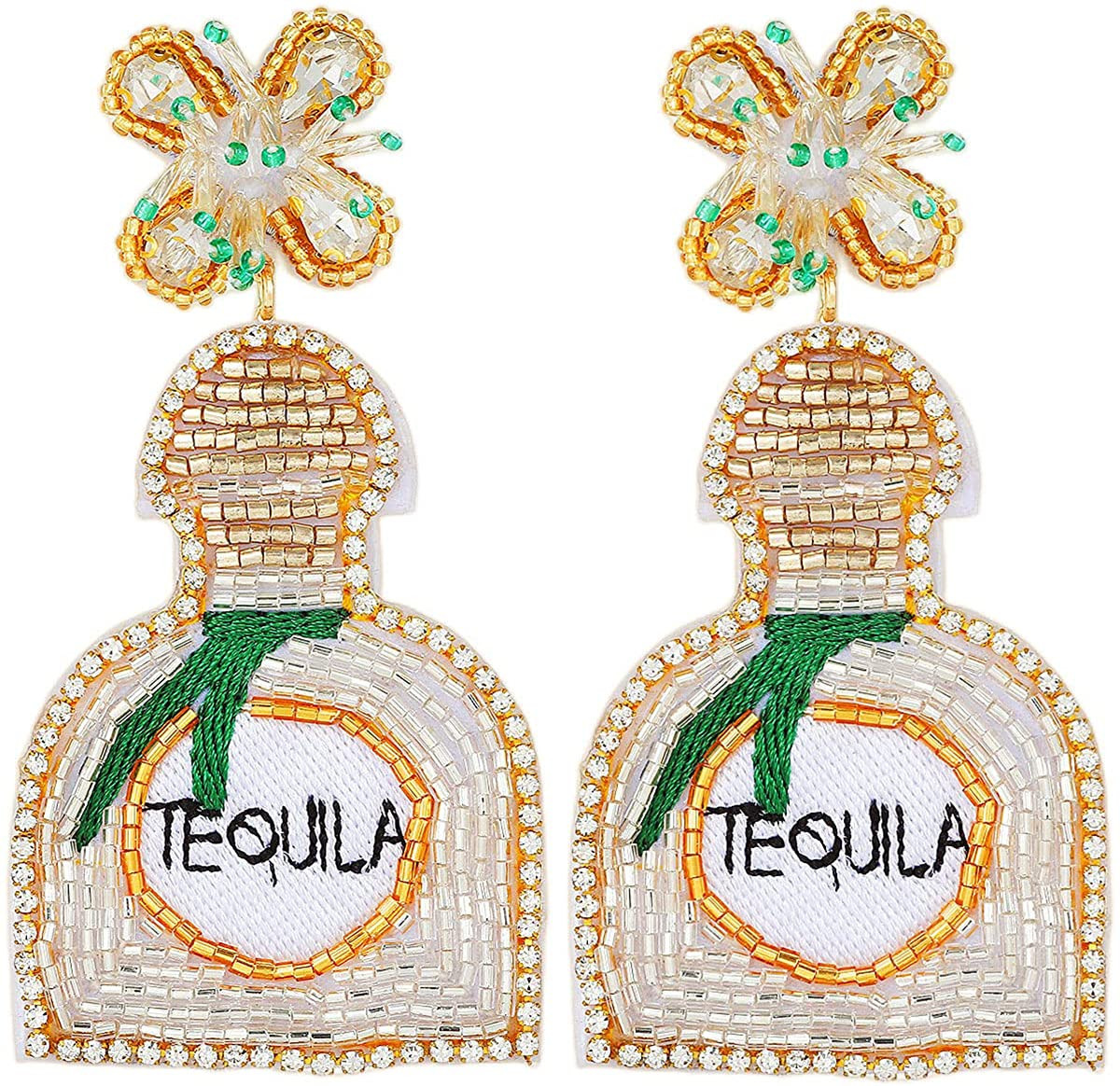 BOBOWINGS Handmade Beaded Earrings Champagne Drop & Dangle Earrings for Women Dangling Trendy | Amazon (US)