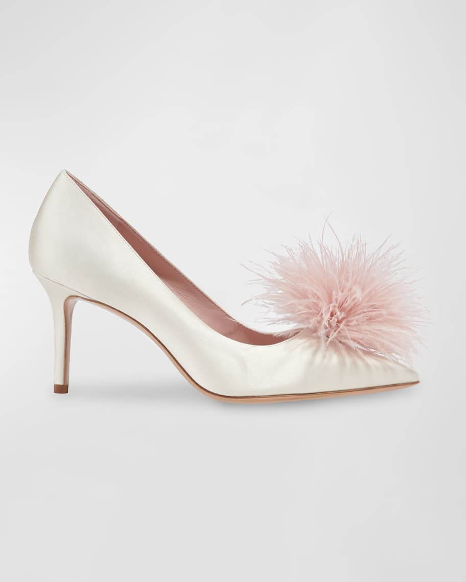 kate spade new york marabou feather pom pumps | Neiman Marcus