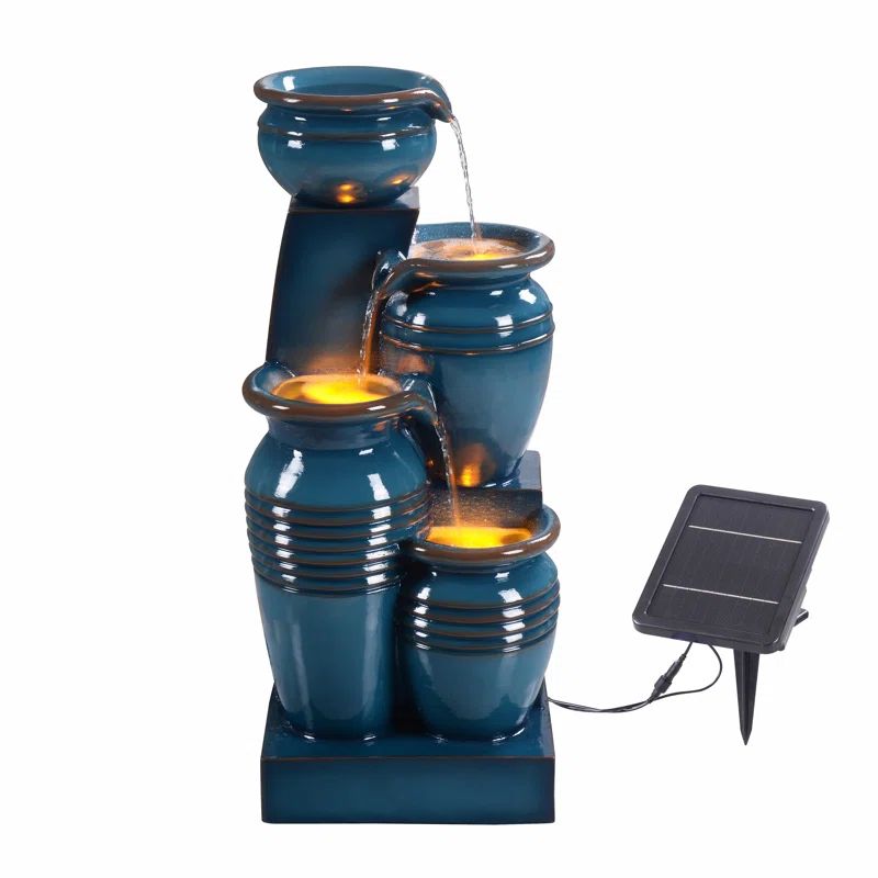 28.74" Outdoor Solar Water Fountain with LED Lights | Wayfair North America