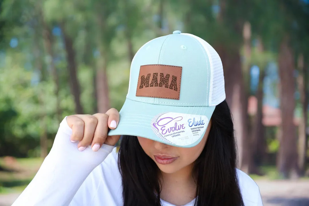 Leather Patch Mama Hat,Leopard Print Mom Trucker Hat,Ponytail Hat,Women's Baseball Cap,Personaliz... | Etsy (Global)