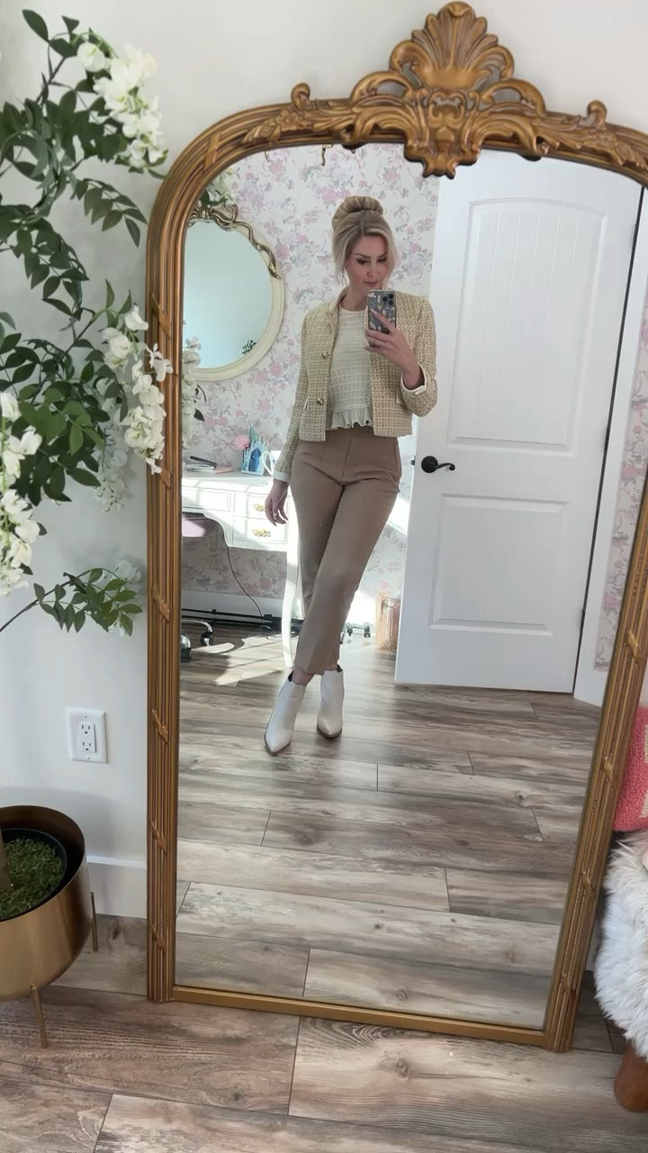 Thanksgiving inspired feminine work outfit 

Pants & blazer are Zara

#LTKstyletip #LTKworkwear #LTKCyberWeek
