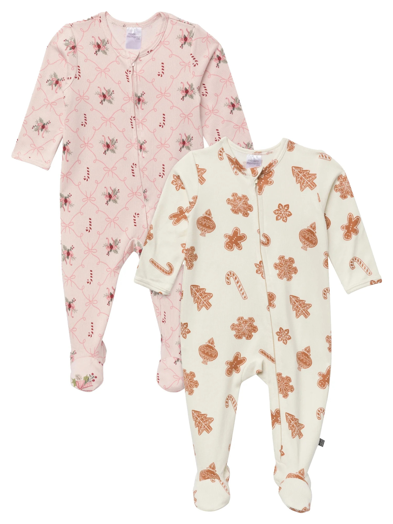 Modern Moments by Gerber Gender Neutral Sleep ´N Play Christmas Pajamas, 2-Pack, Sizes Newborn -... | Walmart (US)