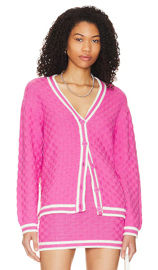 Zata Cardigan in Pink & White | Revolve Clothing (Global)