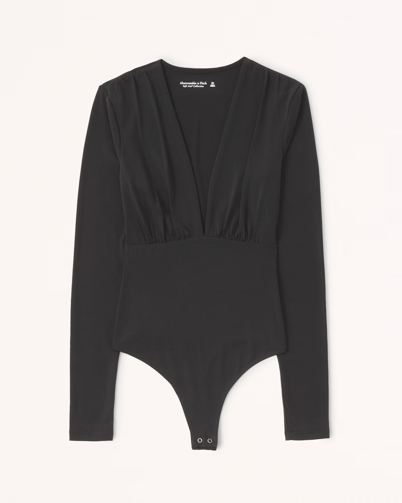 Women's Long-Sleeve Slinky V-Neck Bodysuit | Women's Tops | Abercrombie.com | Abercrombie & Fitch (US)