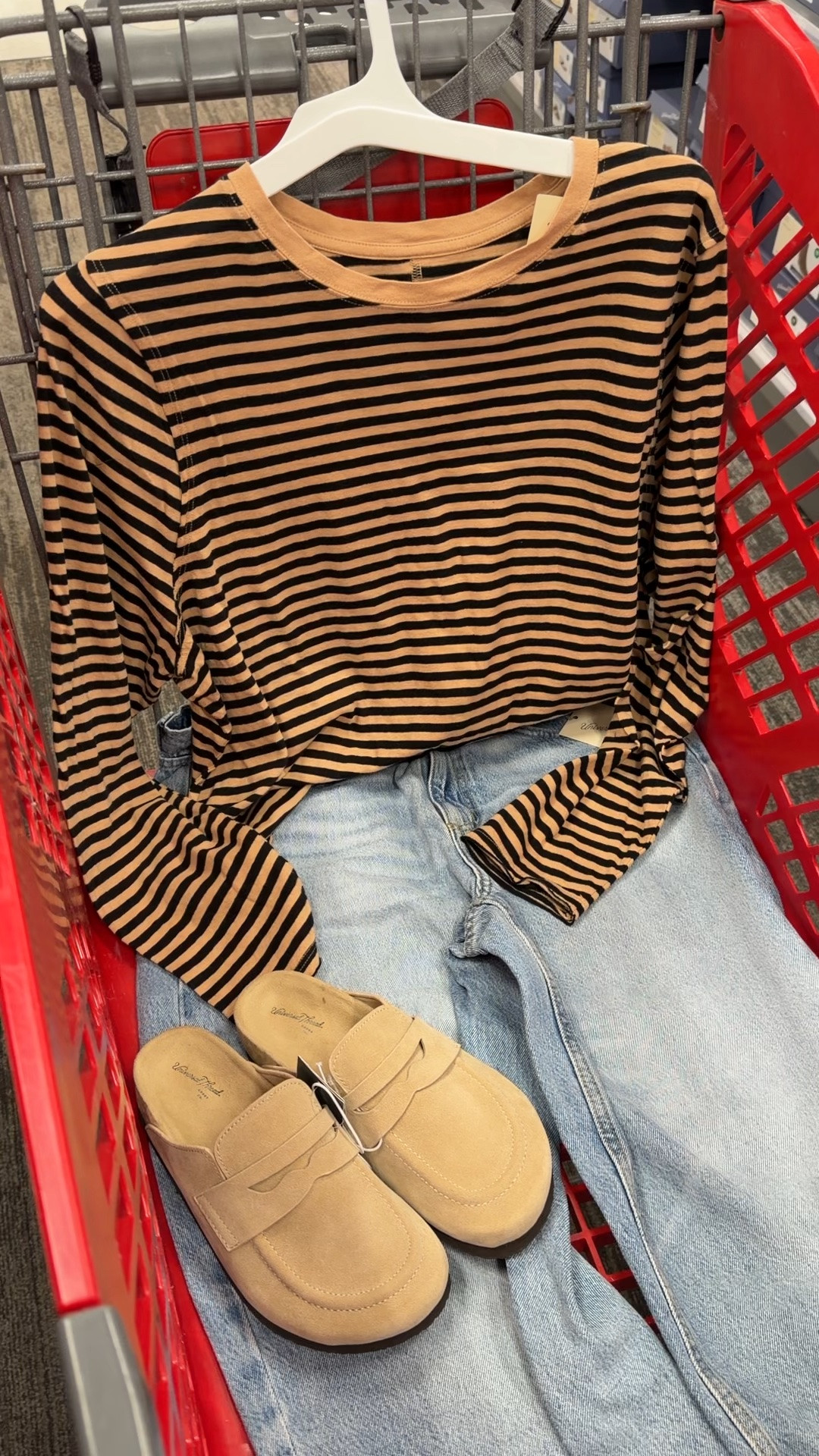 Target fall outfit idea with this striped tee and barrel jeans, Birkenstock look for less clogs. #targetstyle #targetcreator