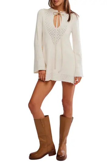 Free People Bali Old Flame Sweater Dress in Ivory at Nordstrom Rack, Size Large | Nordstrom Rack