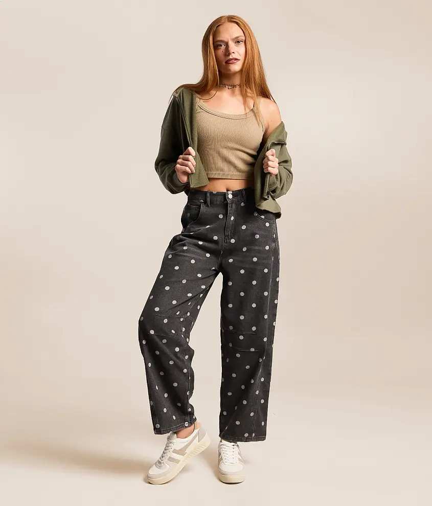 High Rise Polka Dot Barrel Pant | Buckle