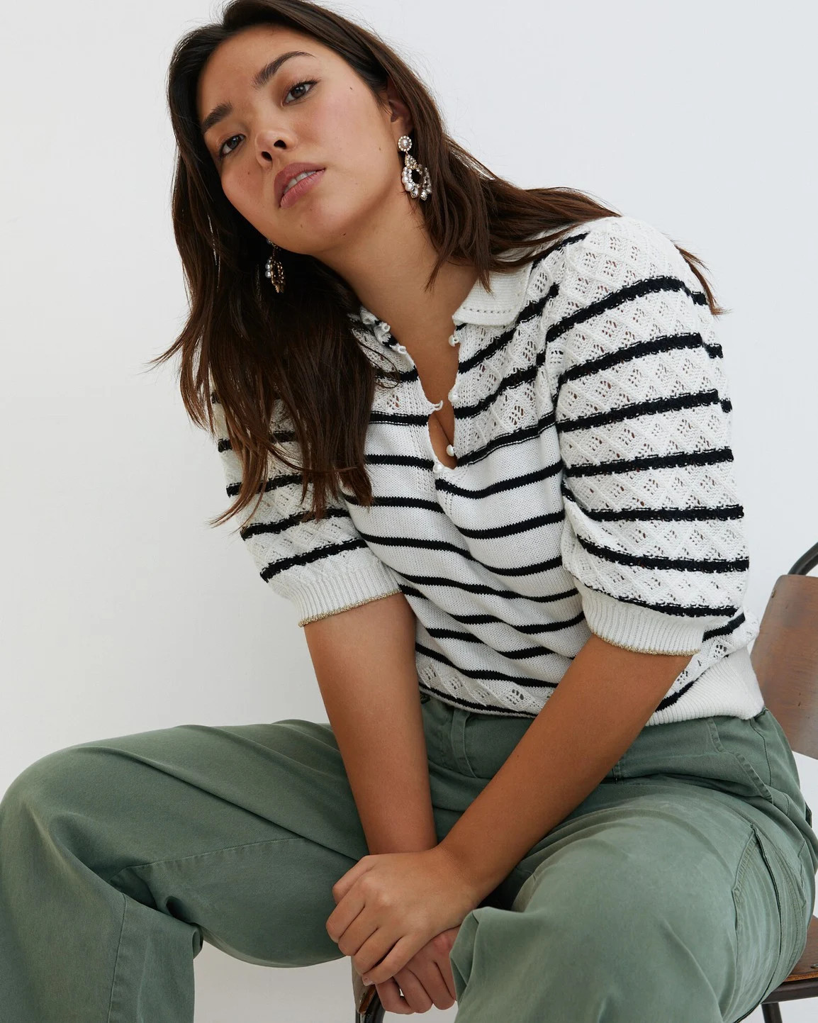 Striped Black & White Knitted Top | Oliver Bonas | Oliver Bonas (Global)