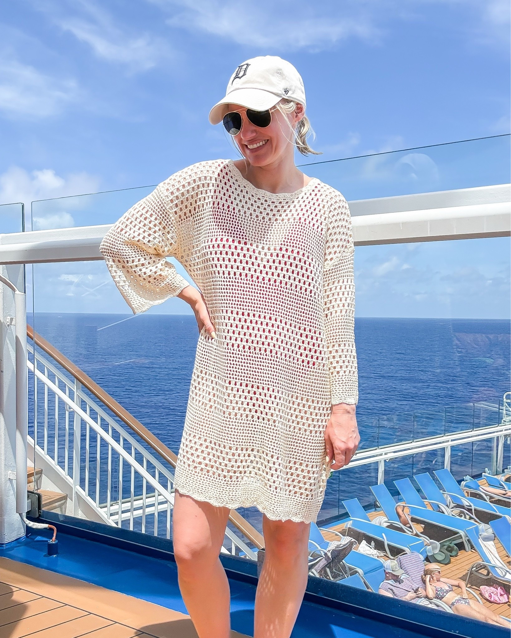 If you have shorter arms are are looking for a longer sleeve cover up, this crochet 3/4 length sleeve cover up is perfect! I wore it on my cruise vacation last week! I’m wearing a small!

#LTKPetite #LTKSwim #LTKTravel