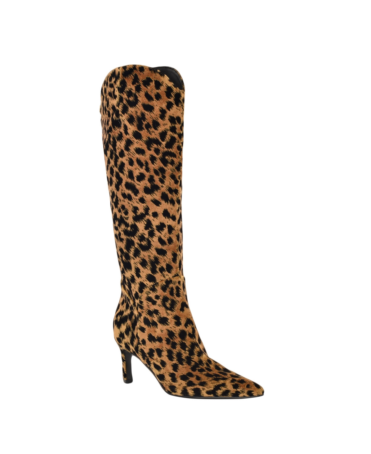 Guess Women's Palisa Wide Calf Tall Kitten Heel Dress Boots - Curry Leopard Velvet | Macy's