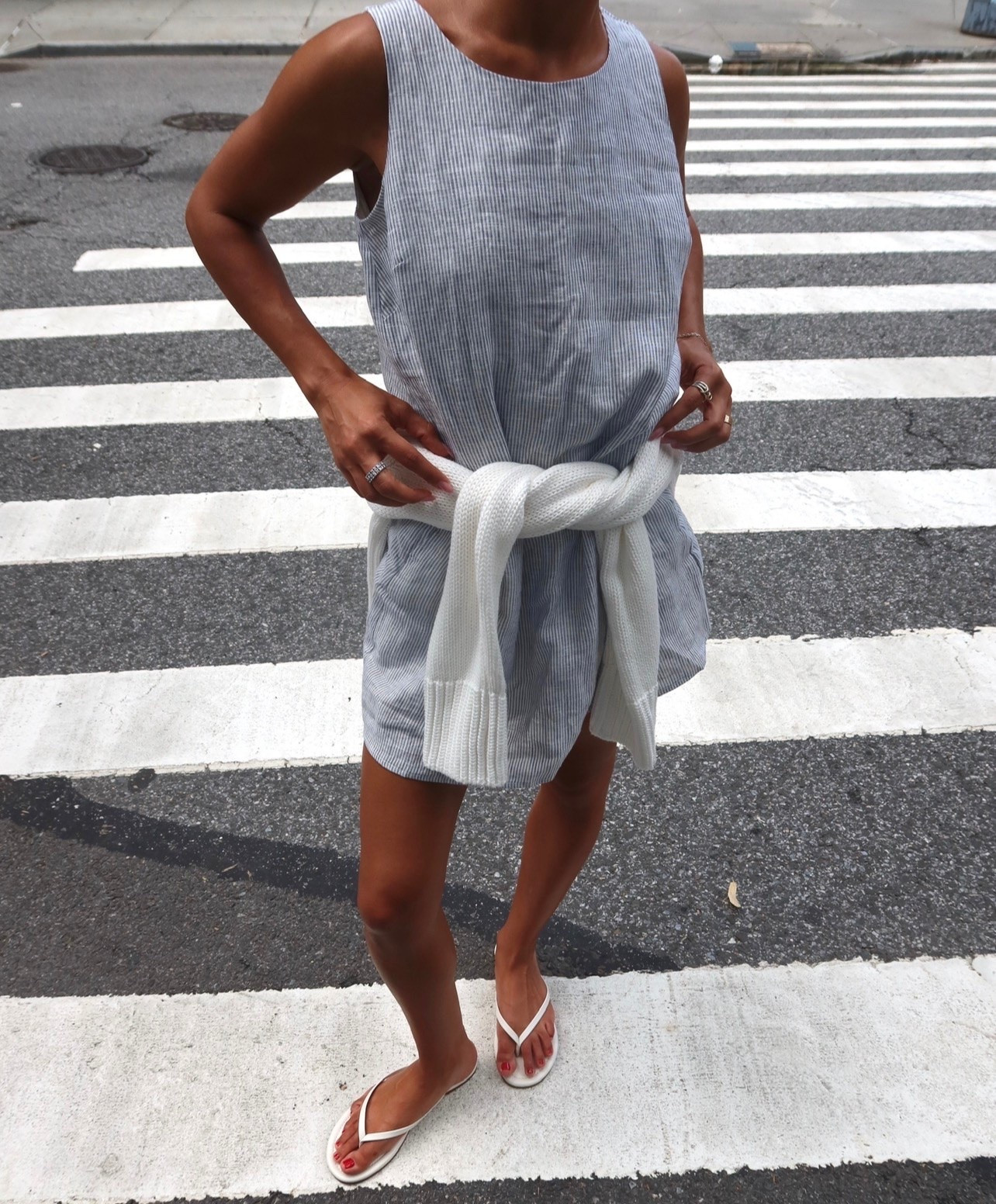 quince linen tank mini dress & and white sweater + white flip flops

#LTKdayinmylife #LTKgrwm #LTKootd