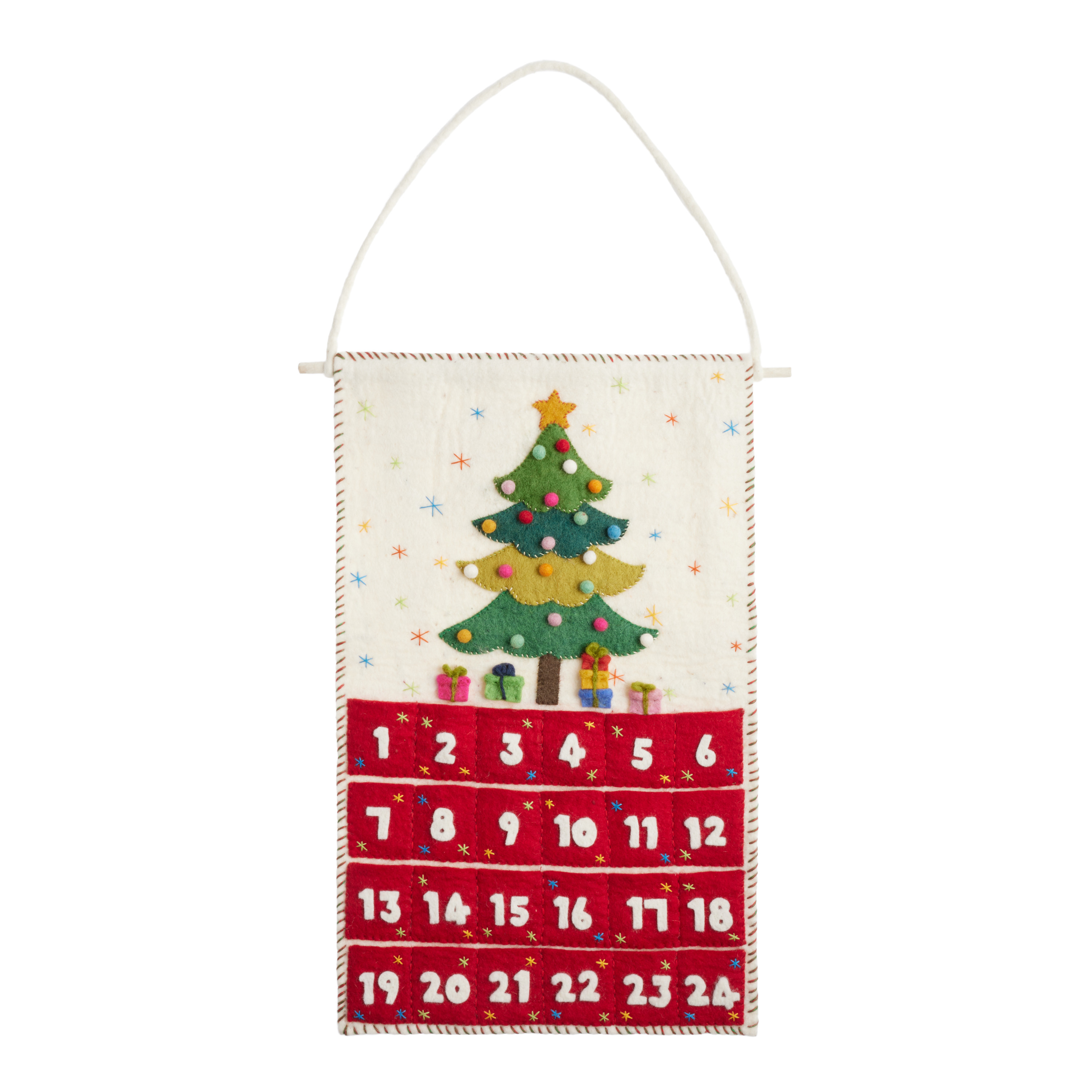 Felted Wool Christmas Tree Advent Calendar Hanging Decor | World Market
