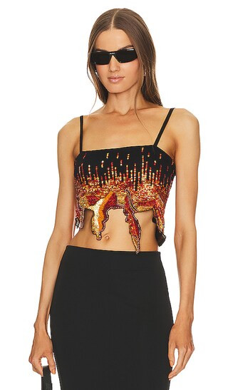Sequin Crop Top in Vibrant Orange | Revolve Clothing (Global)