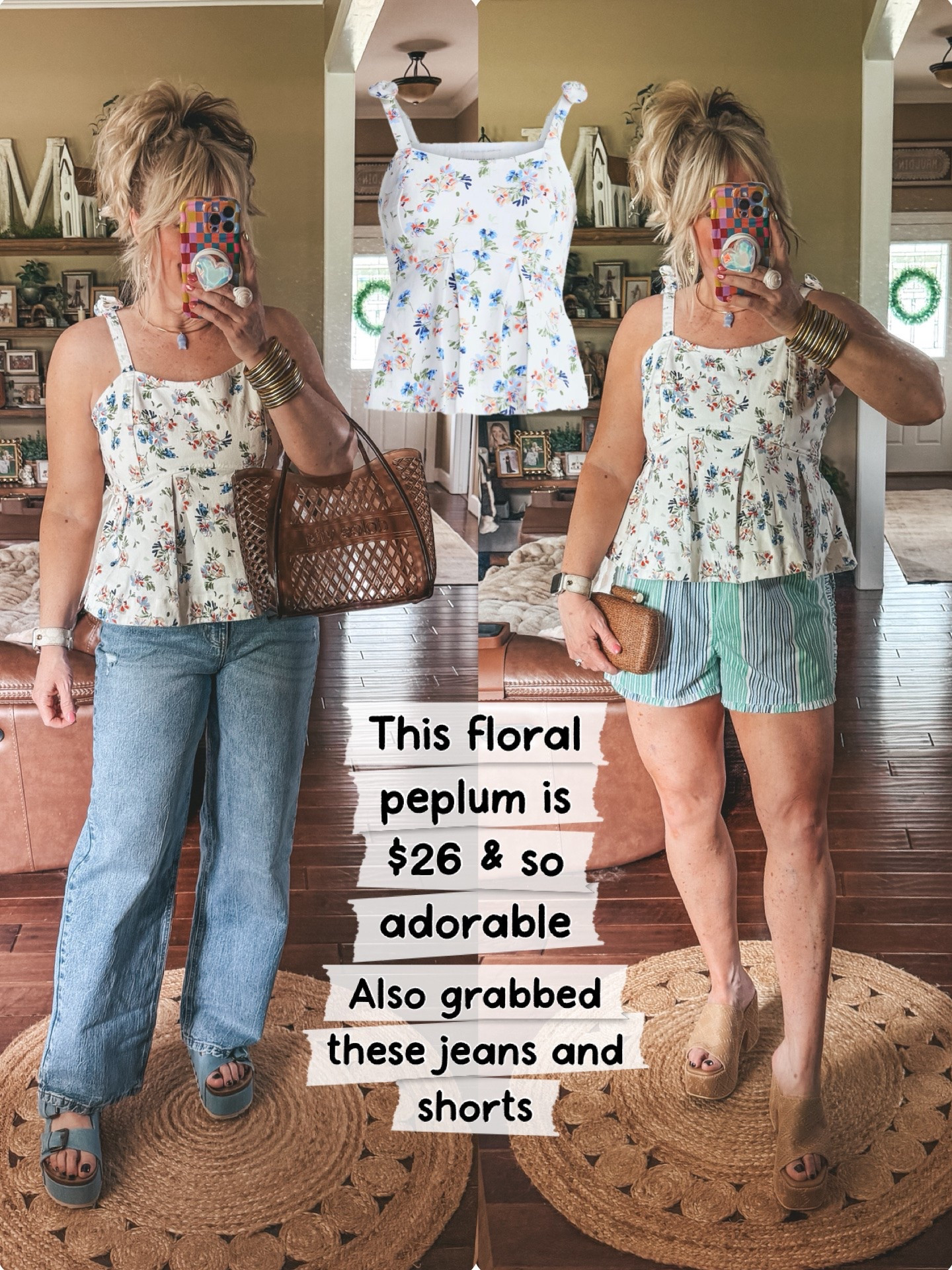 The cutest peplum and it looks so fun with jeans and these striped shorts. I’m wearing a medium size 8 in everything.

#LTKootd #LTKOver40