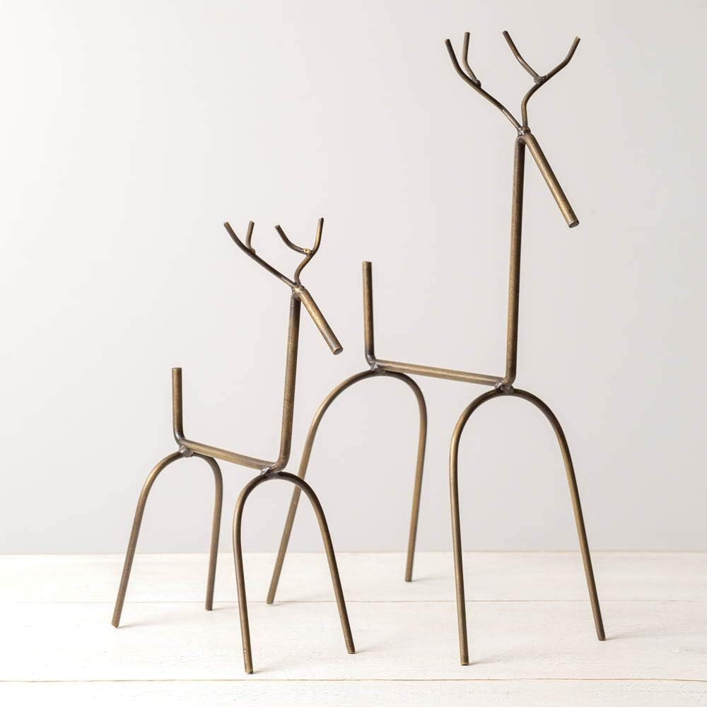 Set of Two Modern Reindeer - Antique Brass | Amazon (US)