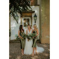 Dark Green Color Satin Bridesmaid Dress, Spaghetti Wedding Dresses, Custom Long Dress | Etsy (CAD)
