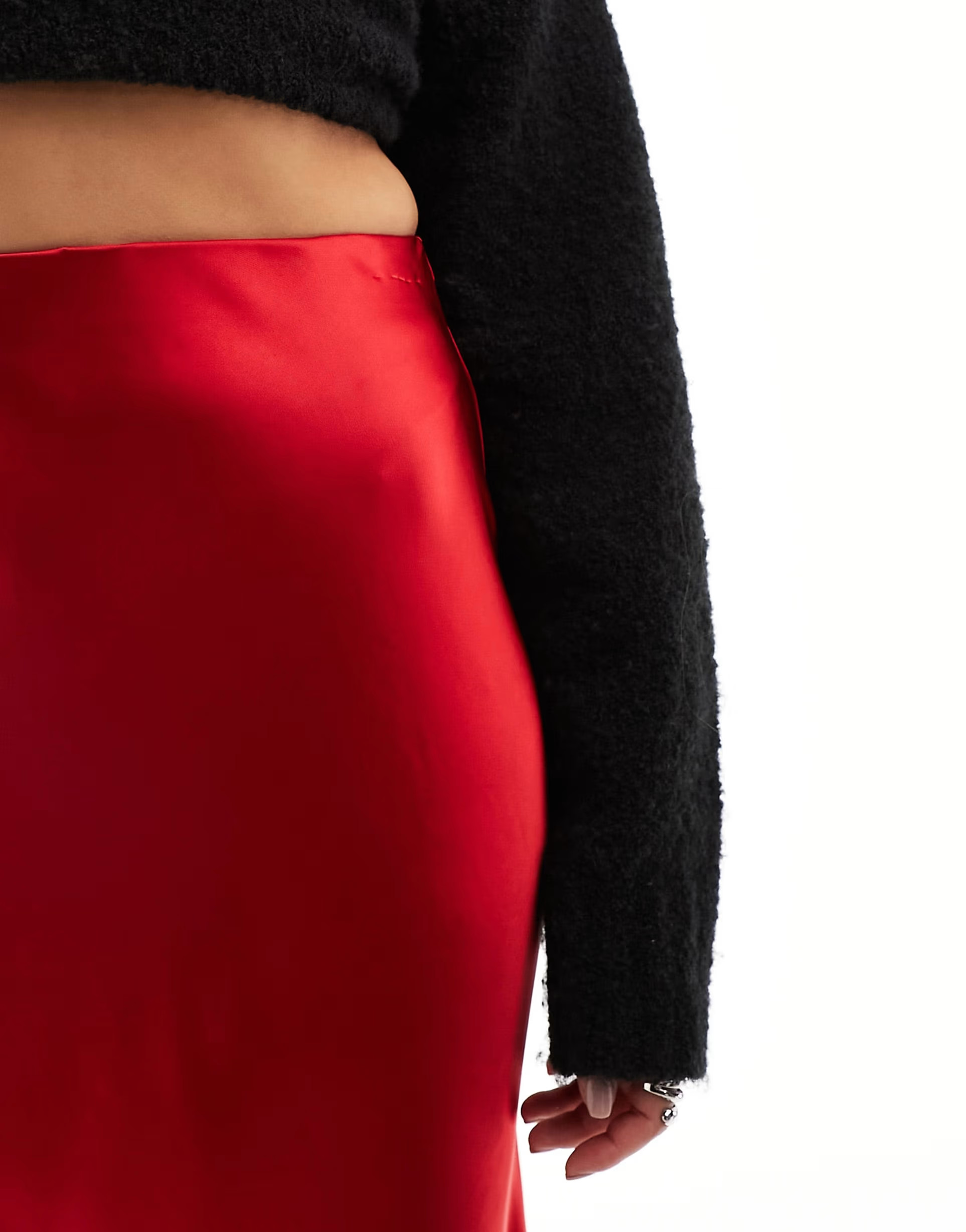 & Other Stories satin slip maxi skirt in red | ASOS (Global)