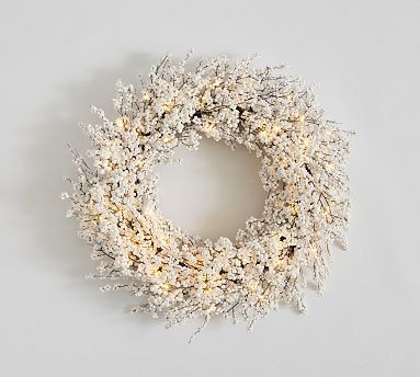 Faux Lit White Berry Wreath | Pottery Barn (US)