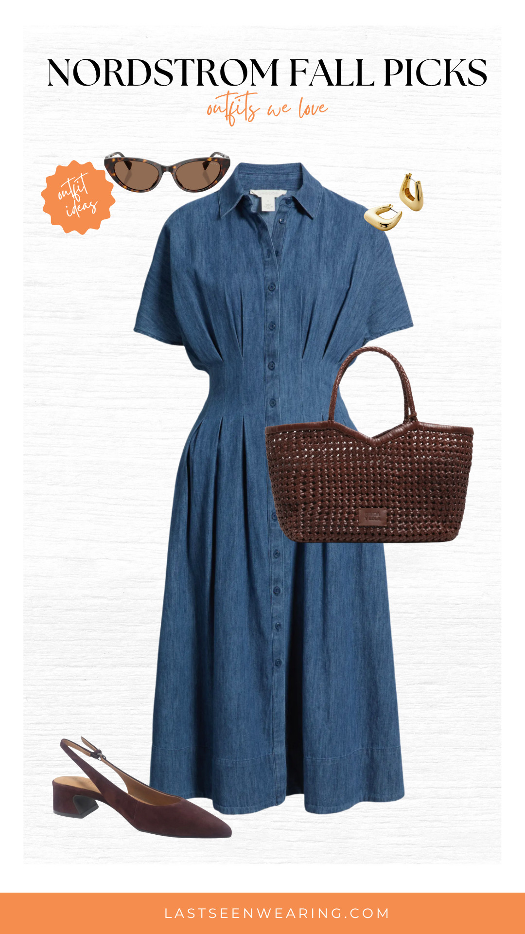 We're loving denim dresses this fall! This one with the waist cinch detail is super flattering and easy to dress up with some chocolate accessories. Love!  

 #LTKgrwm #LTKootd #LTKOver40