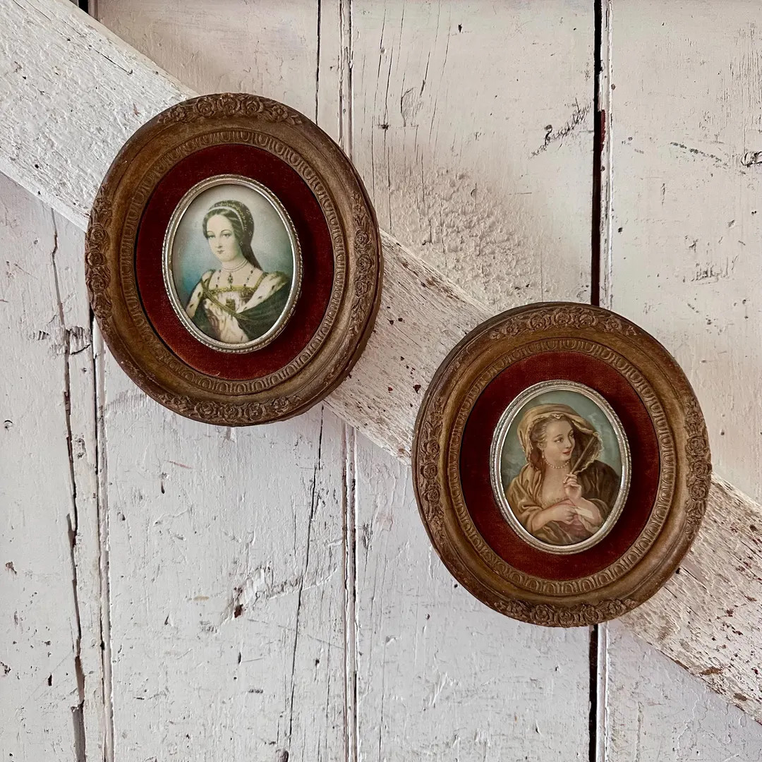Oval Cameo Creation Prints Pair Two Vintage Victorian Antique Style Portrait | Etsy (US)