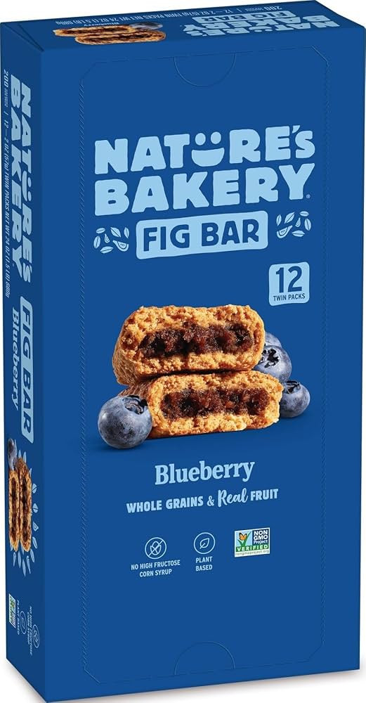 Nature\u2019s Bakery Whole Wheat Fig Bars, Blueberry, Real Fruit, Vegan, Non-GMO, Snack bar, Twin... | Amazon (US)