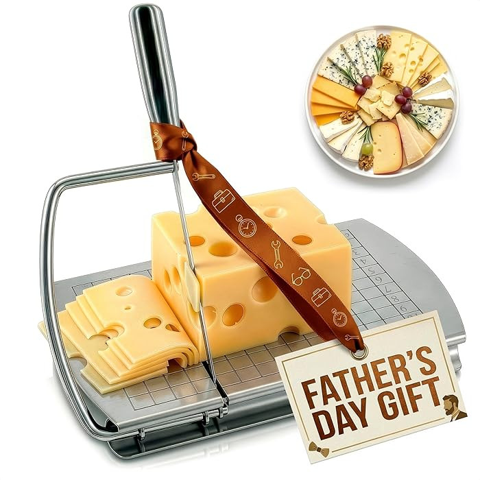 Stainless Steel Cheese Slicer for Block Cheese with Blade & Locking Design - Multipurpose Manual ... | Amazon (US)
